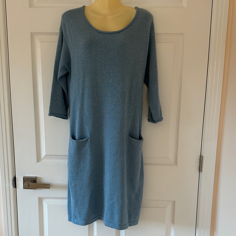 J.Jill Pure Jill Sweater Dress Blue 3/4 Sleeves Size S